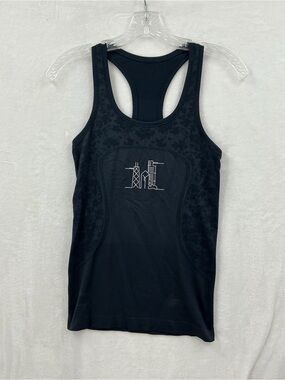 lululemon athletica Black Racerback Tank with Minimal Line Graphic 1131